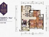 美的卓越公园天誉_3室2厅2卫 建面96平米