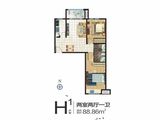 中信广场_2室2厅1卫 建面88平米