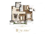 龙湖文德春江天越_3室2厅1卫 建面93平米